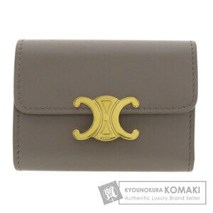 Celine Triomphe Compact Wallet Bifold Calfskin Leather